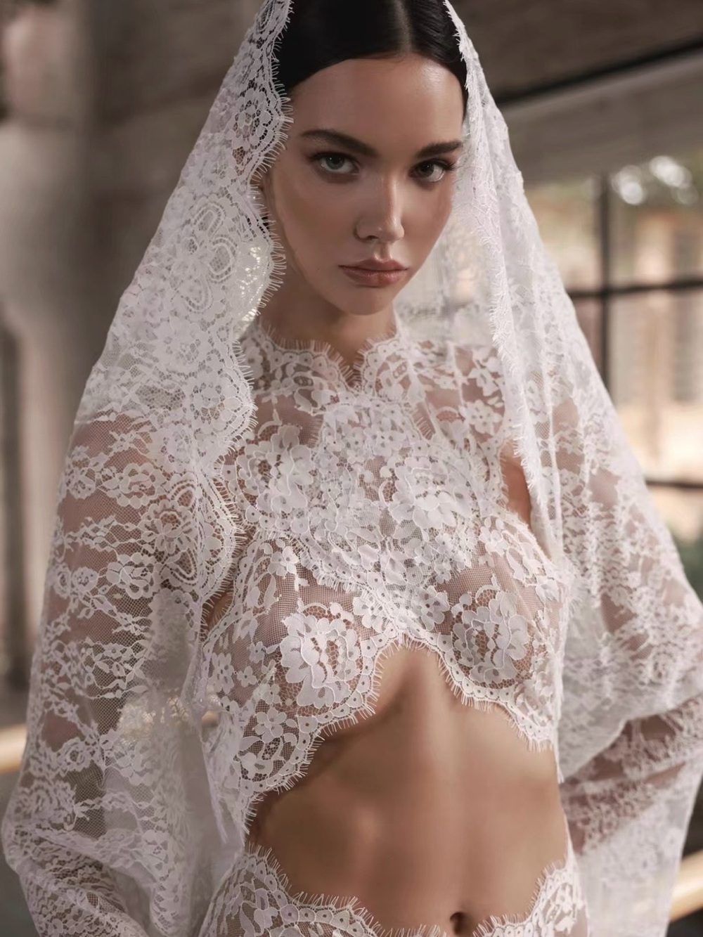 NWOT Bronx and Banco Naia Lace White Cutout Maxi Dress Bridal Gown Collection - Picture 4 of 6